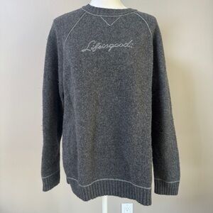 Life is Good Unisex lambswool charcoal grey embroidered Aiden sweater XL unisex